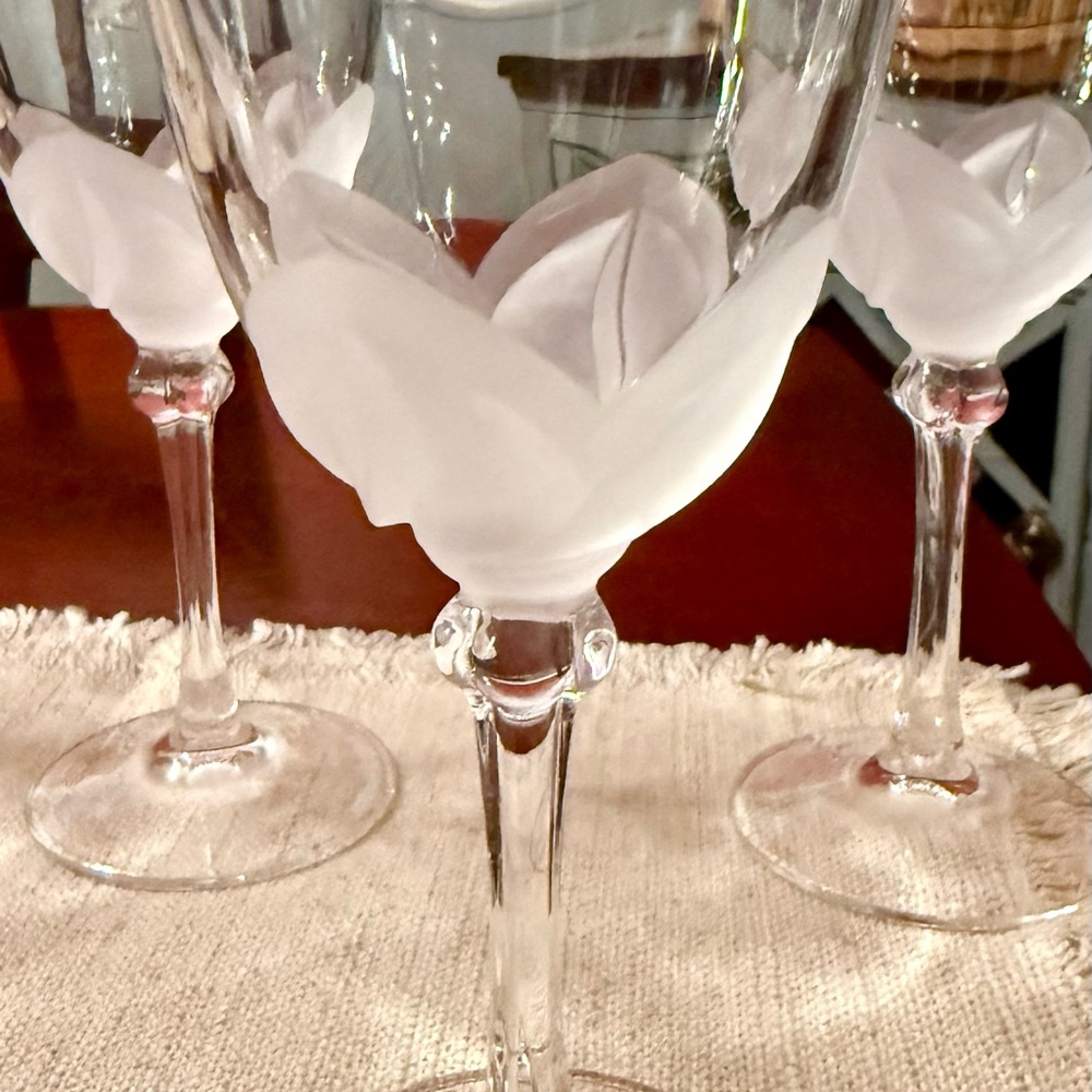 J.G. Durand Cristal d'Arques Florence Pattern Wine Glasses Set Of 5 Made France